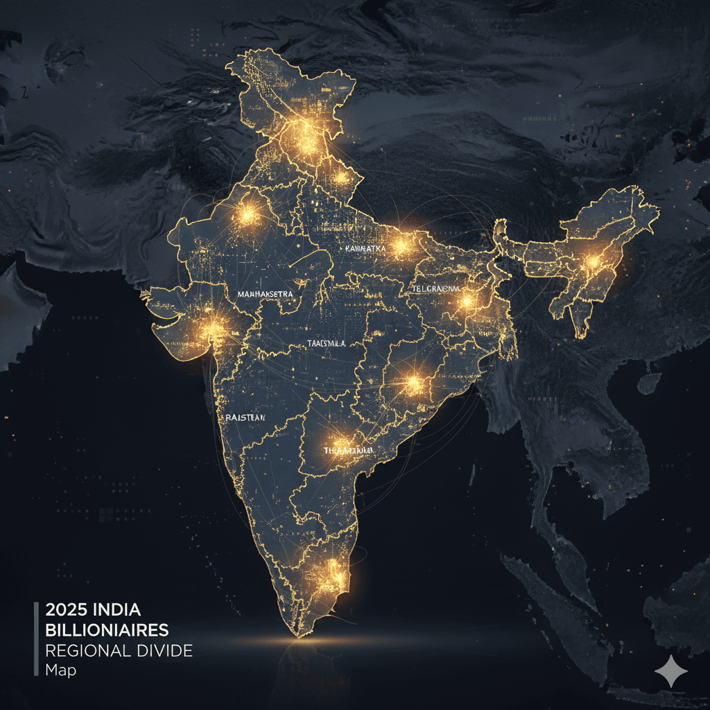 2025 India Billionaires Regional Divide Map
